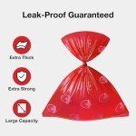 VETRESKA Dog Poop Bag Dispenser with Strawberry Scented Bags, Leak Proof, Extra Thick and Large Pet Waste Bags,1 Count Bag Holder and 105 Bags (7 Refill Rolls) for Walking Dog and Cats Litter, Red