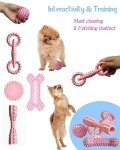 4 Pack Puppy Toys for 2-8 Months Pets Dog Chew Toy for Small Puppies Teething Toys for Cleaning Teeth Cute Pink Small Dog Toys Soft Durable Interactive Chew Toy Puppy Supplies Starter Kit (Pink)