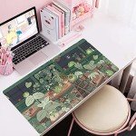 Cute Frog Kawaii Green Desk Decor Mat, Large Gaming Mouse Pad for Computer Keyboard Laptop, Home Office Accessories for Girl (31.5x15.7 in)-with Stitched Edges Pad