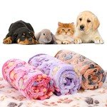 Tatuo 4 Pcs Dog Blanket for Pet Puppy Teething Toys Paw Print Fleece Blanket for Pet Cat Soft Warm Sleep Mat Guinea Pig Cage Mat(Small(24 x 16 Inch),White, Coffee, Pink, Purple)