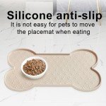 PWTAA Dog Food Mat Anti-Slip Silicone Dog Bowl Mat Thicker Pet Placemat Waterproof Cat Feeder Pad with Raised Edge Puppy Kitten Feeding Mats Suitable Small Medium-Sized Dogs Cats Eating Tray
