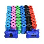 Downtown Pet Supply Poop Bags for Dogs with Dispenser, 1000 Count - Leak-Proof Dog Waste Bags and Bone-Shaped Dog Poop Bags Holder for Leash - Rainbow with Paw Prints, 12.5" x 8.5"