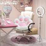 DOBUONO Cat Paw Cushion Cute Chair Cushions Kawaii Cat Paw Shape 28"x 24"Gaming Chair Cushion Kitty Plush Lazy Sofa Pillow for Girl Gamer Chair,Kawaii Accessories Stuff Room Decor (White)