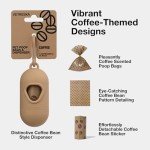 VETRESKA Dog Waste Bag Dispenser with Coffee Scent - Leak Proof, Extra Thick Pet Waste Bags - 1 Bag Holder, 105 Bags (7 Refill Rolls) for Dogs and Cats