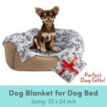 Stuffed Premium Soft Dog Blanket, with Flannel Grey Cute Paw Print, 24 * 32 inches, Cat Blanket Puppy Pads Supplies Dog Products Stuff Essentials