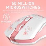 DAREU Sakura Pink Wireless Gaming Mouse with Charging Dock Rechargeable RGB,12K DPI,7 Programmable Buttons High-Precision Sensor [300IPS] [1000Hz] for PC Notebook Mac