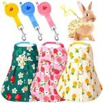 3 Sets Rabbit Bunny Harness and Leash, Cute Easter Bunny Clothes for Rabbits Dress Costume Walking Harness Escape Proof Pet Supply for Hedgehog Ferret Squirrel(Peach, Pineapple, Strawberry)
