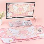 GeekShare Kawaii Mouse Pad Wrist Rest Support Set - Non-Slip Rubber Base Desk Mat and Memory Foam Wrist Rest for Keyboard and Mouse,Perfect for Gaming,or Home Office Work - Star Wings Series