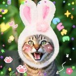 ALIBBON Easter Cat Hat Cute Bunny Rabbit Hat with Ears Flower Easter Pet Costume for Cats Small Dogs Puppy Cat Costume for Easter Party Adjustable Bunny Cap Rabbit Headwear for Easter Cosplay Supplies