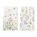 Artoid Mode Flowers Floral Spring Kitchen Towels Dish Towels, 18x26 Inch Daily Seasonal Summer Dragonfly Decoration Hand Towels Set of 2