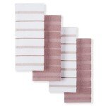 KitchenAid Albany Kitchen Towel 4-Pack Set, Dried Rose/White, 16"x26"