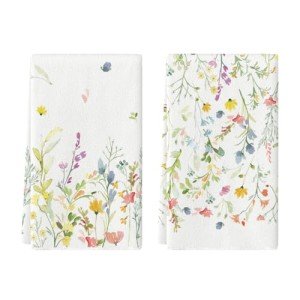 Artoid Mode Wildflower Floral Spring Kitchen Towels Dish Towels, 18x26 Inch Farmhouse Summer Decoration Hand Towels Set of 2