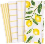 KAF Home Pantry Lemons All Over Kitchen Dish Towel Set of 4, Cotton, 18 x 28-inch
