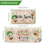 Unibyby Spring Kitchen Rugs Spring Floral Flowers Kitchen Mat for Floor, Buffalo Plaid Check Kitchen Rugs and Mats Non Skid Washable Set of 2, Decorative Kitchen Decor 17x29 and 17x47 Inch