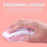 DAREU Sakura Pink Wireless Gaming Mouse with Charging Dock Rechargeable RGB,12K DPI,7 Programmable Buttons High-Precision Sensor [300IPS] [1000Hz] for PC Notebook Mac