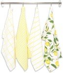 KAF Home Pantry Lemons All Over Kitchen Dish Towel Set of 4, Cotton, 18 x 28-inch