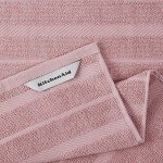 KitchenAid Albany Kitchen Towel 4-Pack Set, Dried Rose/White, 16"x26"