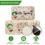 Unibyby Spring Kitchen Rugs Spring Floral Flowers Kitchen Mat for Floor, Buffalo Plaid Check Kitchen Rugs and Mats Non Skid Washable Set of 2, Decorative Kitchen Decor 17x29 and 17x47 Inch