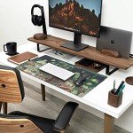 Cute Frog Kawaii Green Desk Decor Mat, Large Gaming Mouse Pad for Computer Keyboard Laptop, Home Office Accessories for Girl (31.5x15.7 in)-with Stitched Edges Pad