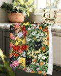 Miss Adola Microfiber Kitchen Towels - Set of 2 Dish Towels for Kitchen 18 x 26 Inch Home Decoration Cat Flower Cute Spring Hand Towels Soft & Absorbent Aesthetic Design