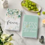 Artoid Mode Green Eucalyptus Home Motto Spring Kitchen Towels Dish Towels, 18x26 Inch Farmhouse Decoration Hand Towels Set of 4