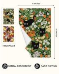 Miss Adola Microfiber Kitchen Towels - Set of 2 Dish Towels for Kitchen 18 x 26 Inch Home Decoration Cat Flower Cute Spring Hand Towels Soft & Absorbent Aesthetic Design