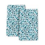 Wovoto Green Leaves Kitchen Towels Decorative Set 2, Cute Botanic Hand Towels Tea Towels, Soft Absorbent Dish Towels for Kitchen Baking Farmhouse Bathroom Spring Summer Kitchen Decor