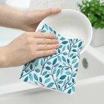 Wovoto Green Leaves Kitchen Towels Decorative Set 2, Cute Botanic Hand Towels Tea Towels, Soft Absorbent Dish Towels for Kitchen Baking Farmhouse Bathroom Spring Summer Kitchen Decor