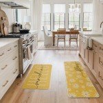 Artoid Mode Yellow Daisy Hello Sunshine Bloom Spring Kitchen Mats Set of 2, Home Decor Low-Profile Kitchen Rugs for Floor - 17x29 and 17x47 Inch