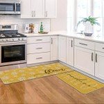 Artoid Mode Yellow Daisy Hello Sunshine Bloom Spring Kitchen Mats Set of 2, Home Decor Low-Profile Kitchen Rugs for Floor - 17x29 and 17x47 Inch