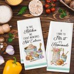 5Pcs Funny Country Kitchen Dish Towel Set, Absorbent Floral Kitchen Dish Tea Towels Quick Dry Cloth, Cute House Bath Bar Hand Dishcloths Decorative Christmas Birthday Gift for Mom Women Friend