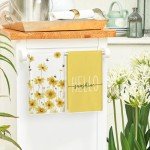 Artoid Mode Yellow Flowers Bee Hello Sunshine Spring Kitchen Towels Dish Towels, 18x26 Inch Summer Holiday Decoration Hand Towels Set of 2