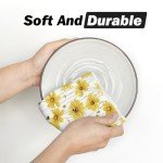 Artoid Mode Yellow Flowers Bee Hello Sunshine Spring Kitchen Towels Dish Towels, 18x26 Inch Summer Holiday Decoration Hand Towels Set of 2