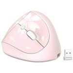 Mytrix Sakura Cherry Pink Wireless Ergonomic Vertical Mouse, 2.4GHz Optical Ergo Mouse with 800/1200/1600 DPI - Right Handed for Laptop, Computer, Desktop, Windows, Mac OS, iOS, Linux Android Systems