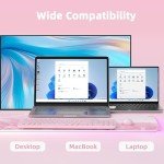 Mytrix Sakura Wireless Keyboard and Mouse Combo, Cute Pink Retro Typewriter Round Keys, 2.4G USB & Typc-C Receiver Slim Keyboard Mouse Set with Numeric Keypad for Computer, Laptop, Desktops, PC, Mac