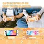 Mytrix Wireless Controller Compatible with Nintendo Switch/Lite/OLED, Cute Wireless Pro Controllers Gamepad with Wake-Up, Headphone Jack, Auto-Fire Turbo, Motion, Vibration, Maple Leaf Orange