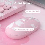 Mytrix Sakura Wireless Keyboard and Mouse Combo, Cute Pink Retro Typewriter Round Keys, 2.4G USB & Typc-C Receiver Slim Keyboard Mouse Set with Numeric Keypad for Computer, Laptop, Desktops, PC, Mac