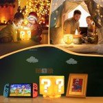 Mytrix Mini Question Block Light, Desk Lamp, Bedside Lamp with Game's Gold Coin Sound Effects for Super Mario Bros, As Christmas Gifts for Kids and Fans (with Same Style Key Chain and USB Cable)