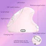 Mytrix Sakura Cherry Pink Wireless Ergonomic Vertical Mouse, 2.4GHz Optical Ergo Mouse with 800/1200/1600 DPI - Right Handed for Laptop, Computer, Desktop, Windows, Mac OS, iOS, Linux Android Systems