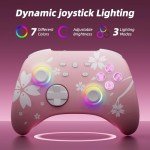 Mytrix Wireless Pro Controller with Charging Dock, Controllers for Nintendo Switch/PC/Steam/iPad/Mac/Tablet/Laptop, with RGB Light/Macro Keys/Turbo Button/4 Joystick Replacements, Sakura Pink