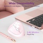 Mytrix Sakura Cherry Pink Wireless Ergonomic Vertical Mouse, 2.4GHz Optical Ergo Mouse with 800/1200/1600 DPI - Right Handed for Laptop, Computer, Desktop, Windows, Mac OS, iOS, Linux Android Systems