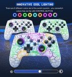 Gammeefy Switch Controller, Wireless Switch Pro Controller for Nintendo Switch/Lite/OLED, 9 Color Adjustable LED Switch Remote Compatible with Windows PC/Android/IOS with Programmable (White)