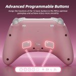 Mytrix Wireless Pro Controller with Charging Dock, Controllers for Nintendo Switch/PC/Steam/iPad/Mac/Tablet/Laptop, with RGB Light/Macro Keys/Turbo Button/4 Joystick Replacements, Sakura Pink