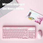 Mytrix Cute Sakura Pink Wireless Keyboard Mouse Combo, Retro Type-Writer Keys, 2.4G USB Slim Keyboard Mouse Set with Numeric Keypad for Computer, Laptop, Desktops, Pc, Mac(KMCS01) (Renewed)