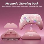 Mytrix Wireless Pro Controller with Charging Dock, Controllers for Nintendo Switch/PC/Steam/iPad/Mac/Tablet/Laptop, with RGB Light/Macro Keys/Turbo Button/4 Joystick Replacements, Sakura Pink