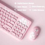 Mytrix Cute Sakura Pink Wireless Keyboard Mouse Combo, Retro Type-Writer Keys, 2.4G USB Slim Keyboard Mouse Set with Numeric Keypad for Computer, Laptop, Desktops, Pc, Mac(KMCS01) (Renewed)
