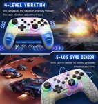 Gammeefy Switch Controller, Wireless Switch Pro Controller for Nintendo Switch/Lite/OLED, 9 Color Adjustable LED Switch Remote Compatible with Windows PC/Android/IOS with Programmable (White)