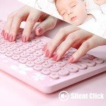 Mytrix Cute Sakura Pink Wireless Keyboard Mouse Combo, Retro Type-Writer Keys, 2.4G USB Slim Keyboard Mouse Set with Numeric Keypad for Computer, Laptop, Desktops, Pc, Mac(KMCS01) (Renewed)