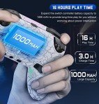 Gammeefy Switch Controller, Wireless Switch Pro Controller for Nintendo Switch/Lite/OLED, 9 Color Adjustable LED Switch Remote Compatible with Windows PC/Android/IOS with Programmable (White)