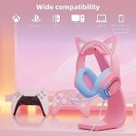 Mytrix Wired Gaming Headset with Mic for PS4, PS5, Xbox, PC, Mac, Switch, Cat Ear Gaming Headphones with 360° Rotation Microphone, Surround Sound, Soft Earmuff, RGB Light Effect - Gradient Pink Blue